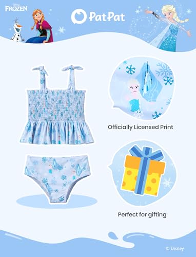 Image of Disney Elsa Princess Toddler Girls Two Piece Tankini Top and Bow Tie Bikini Bottom Beach Swimsuit Set