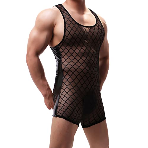 Men's Sports Leotard Bodysuit Jumpsuit Boxers Briefs Wrestling Singlet Bulge Exercise Muscle Bodybuilding