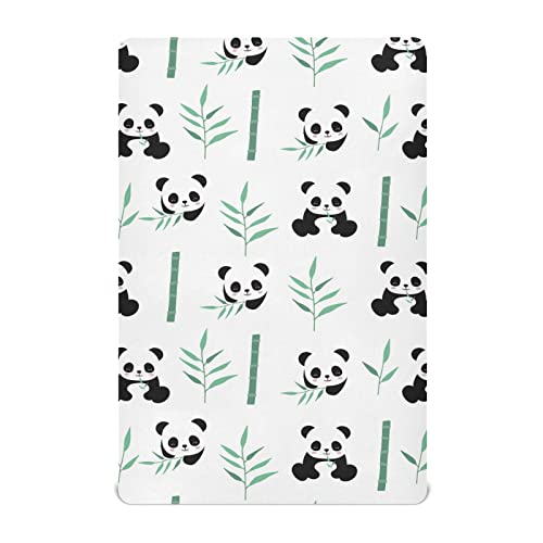Image of Panda and Bamboo Baby or Toddler Fitted Crib Sheet for Girl and Boy 52 x 28 inch