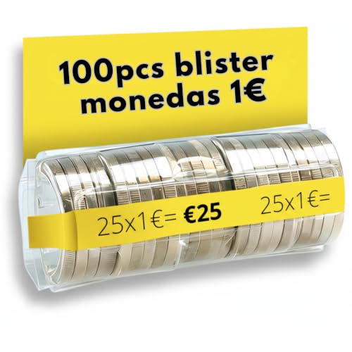 AF®   100 Blister Monedas, Pack 100 blister monedas 1 euro | Formato Europeo, Organiza y protege tu dinero en efectivo, Organizador de monedas, Contador de monedas para 1e.
