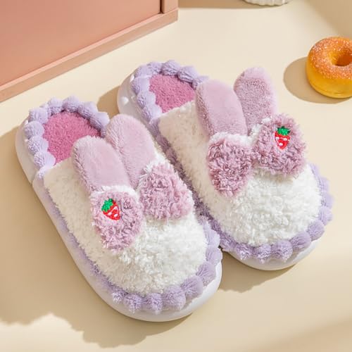 HANDKEI Women's Slippers Cute Rabbit Winter Anti slip Home Slippers Warm Plush Non slip Indoor and Outdoor Shoes3