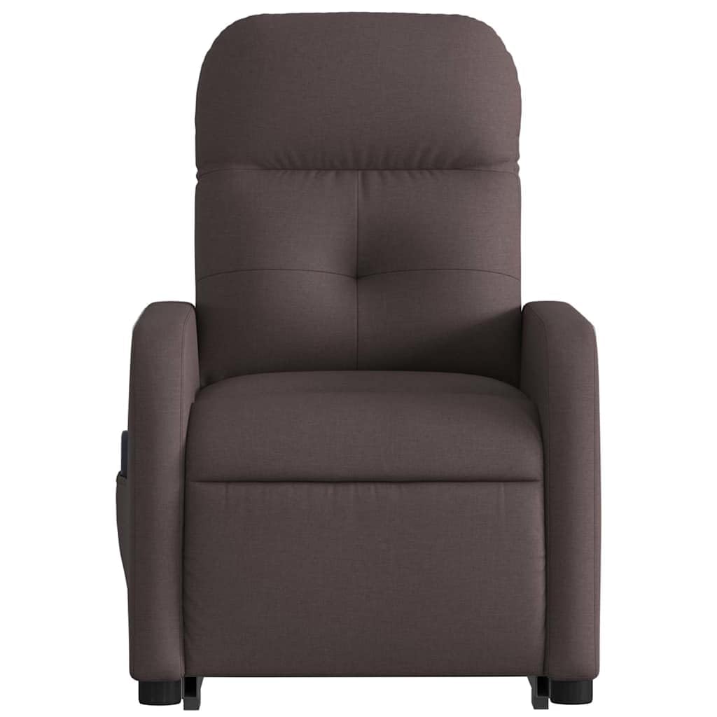 Sillón elevador eléctrico con masaje de 6 puntos y reclinación automática, tejido marrón oscuro, función elevación y vibración, cómodo para personas mayores, mando a distancia