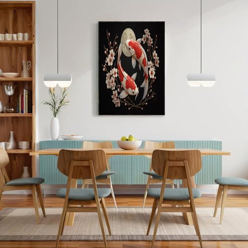 Tableau carpes koï et fleurs de cerisier symbole de sérénité - 4
