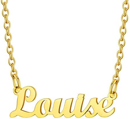 Custom4U Custom Name Necklace,Personalised Nameplate Jewellery Gifts for Women Girl Mum,Silver/Gold/Black,with 16+2''/40+5cm Chain,(with Gift Box)