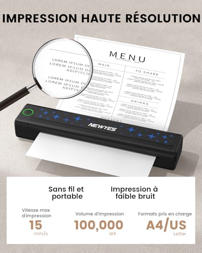 NEWYES Imprimante Thermique Portable sans Encre, Connectivité sans Fil pour Affaires, Voyage, Maison et Éducation – Image 3