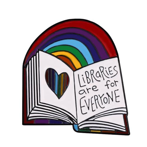 TAdibu Libraries Are for Everyone Brooch Rainbow Book Enamel Pin LGBTQ Lapel Pin Badge LGBT Pride Support Gift for Book Lovers Readers