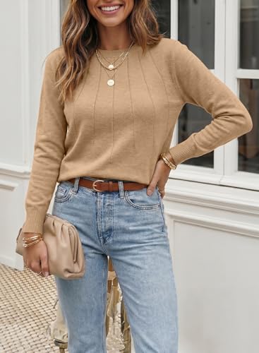 Image of SHEWIN Womens Sweaters 2026 Casual Crewneck Long Sleeve Lightweight Knit Pullover Sweater Tops Fall Clothes