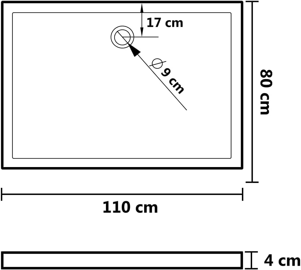 vidaXL Rectangular ABS Shower Base Tray White 31.5"x43.3"