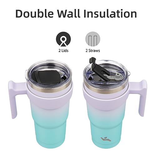 Image of Konokyo 20 oz Tumbler with Handle and Straw, Insulated Travel Mug
