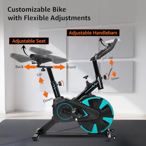 Image of Amazon Basics Spin Exercise Bike for Home & Gym | 120KG Load Capacity | Adjustable Resistance, Silent Belt Drive, Comfortable Seat Cushion | Alloy Steel | for Cardio, Cross-Training | Black