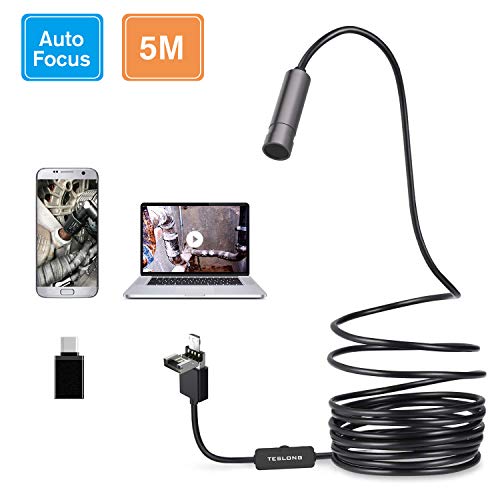 3rd Generation USB Borescope, Teslong Auto Focus Endoscope Camera with 5.0 Megapixels FHD