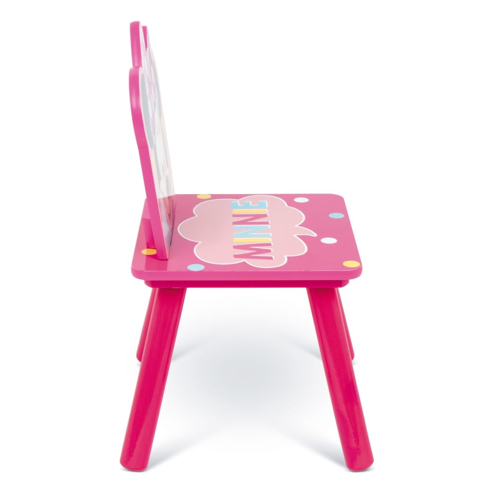 CARTOON Set Tavolo e 2 Sedie Bambini Minnie Disney in Legno Tavolino Cameretta con Sedie 445x50x50 cm Arredo per Disegno Gioco e Merenda Mobilietta Bambina Età 3+
