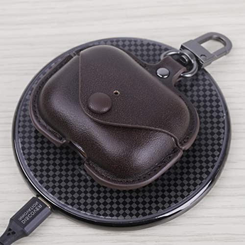 Image of PEFKO PSS121 AirPods Pro Soft Silicone Protective Case 3D Design Shockproof Case Cover with Anti-Lost Metal Keyring Compatible for Apple AirPods Pro (Black [ Leather ])
