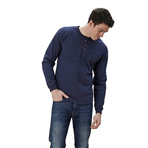 Adult Long Sleeve Henley Classic Fit Navy
