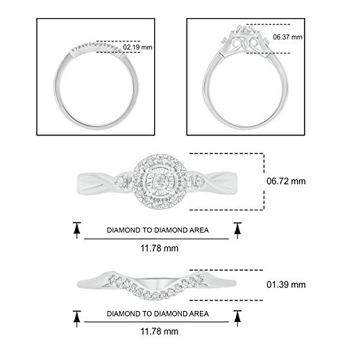 Cali Trove 1/6 CT Natural Diamond Bridal Ring Set | Wedding & Engagement Ring for Women | Diamond Wedding Band for Women | Promise Rings for Her | Twist Silver Bridal Rings | Wedding Rings for her4