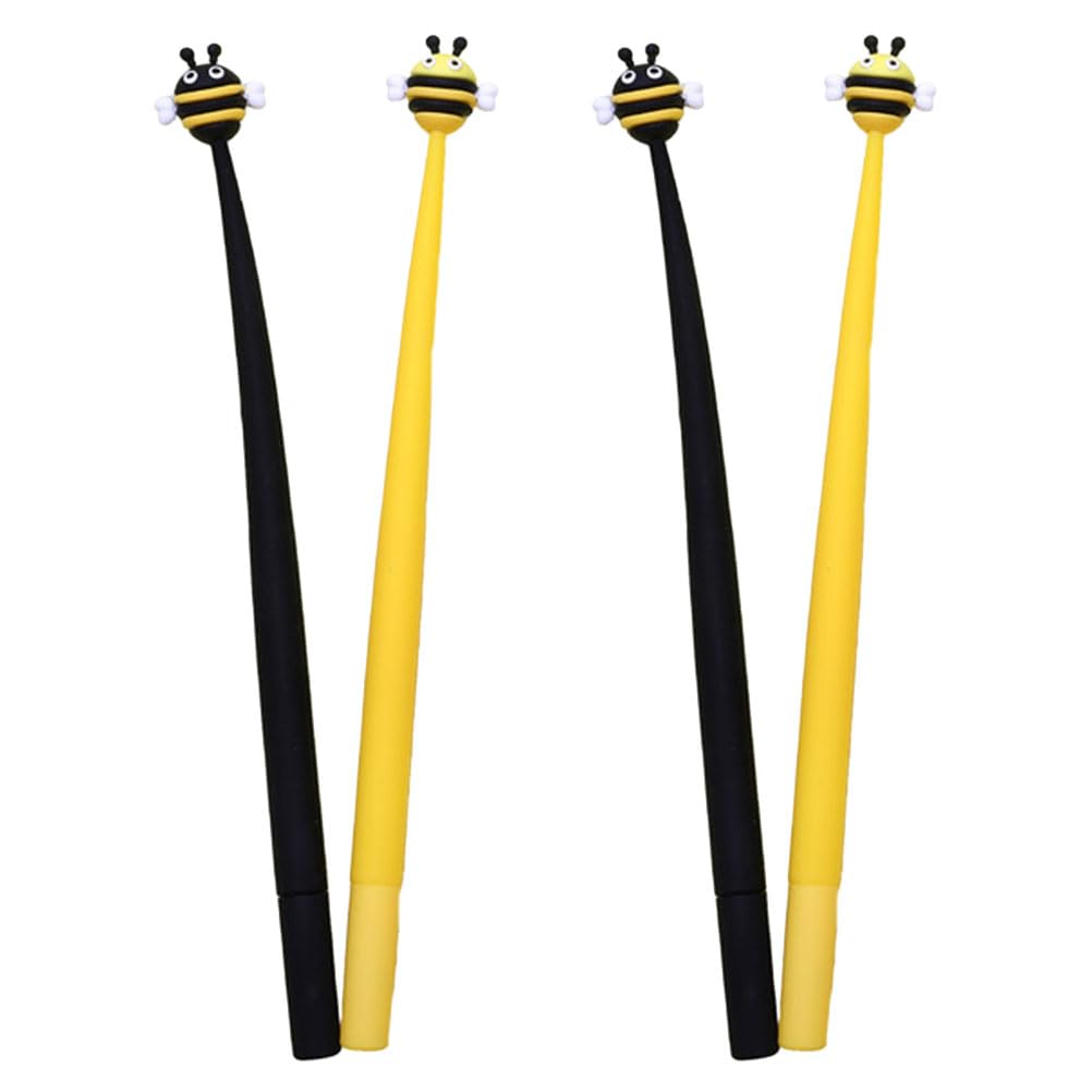 SOLUSTRE Penna Neutral Silicone 0.5mm Nero Flusso D'inchiostro Fluido per Festa Scuola Decor, Confezione da 4 Pezzi a Forma di Ape per Scrittura e Disegno a Scuola e Ufficio