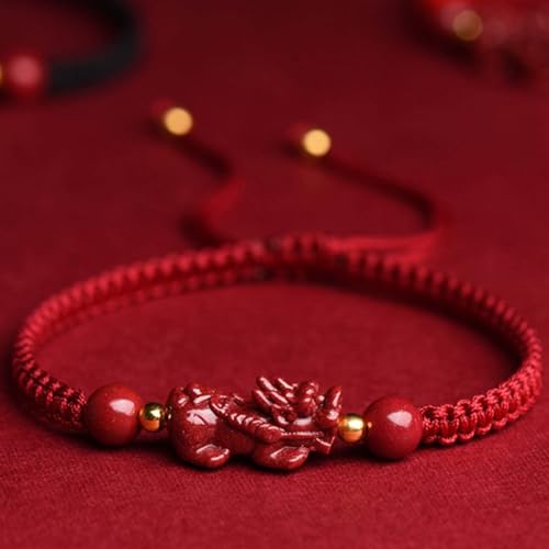 Bracelet Feng Shui en pierre de cinabre authentique et cristal précieux - 6