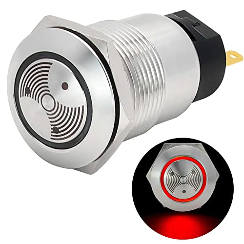 ZJWZJH Campainha LED Vermelha 12V 19Mm, Lâmpada de Luz Indicadora de Alarme, Aço Inoxidável, Piloto
