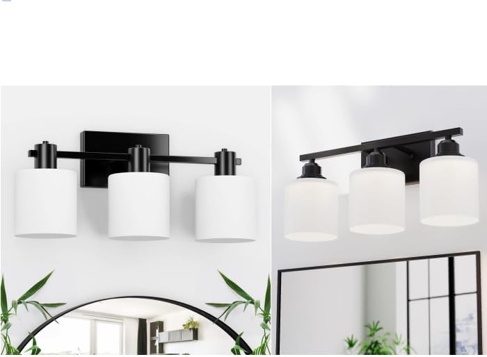 Sailstar Bathroom Light Fixtures 3 Light, Anti-Rust Matte Black Bathroom Lights Over Mirror ...