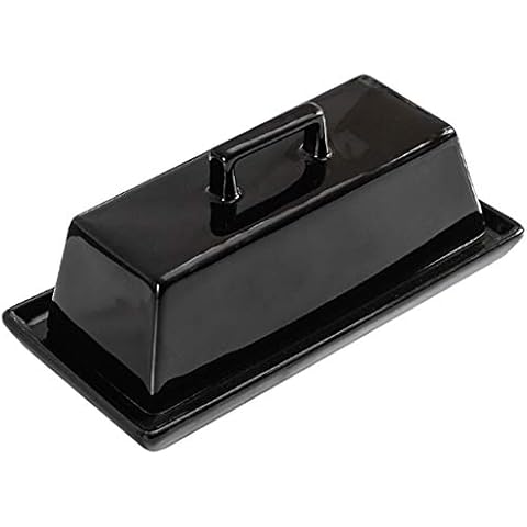 Sizikato Porcelain Butter Dish with Lid, Pure Black-7.5 inch Cover
