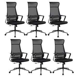 Flysky 6Pack Ergonomic Mesh Office Chair High Back Office Desk Chair, Comfy Computer Chair with Lumbar Support and Armrests, Adjustable Height Swivel Task Chair, Executive Office Chair