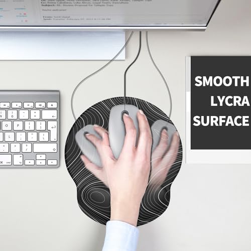 Image of eulps Mouse Pad with Wrist Rest, Comfortable Computer Mousepad with Gel Wrist Support Smooth Surface and Non-Slip PU Base for Pain Relief, Laptop, Office & Home (Black Line)