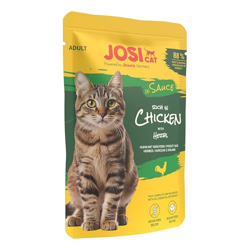 JosiCat Multipack Mixed Selection in Sauce (12 x 85 g) | Adult | Premium Nassfutter in Sauce für ausgewachsene Katzen | Multipack mit 4 Sorten | Ohne Konservierungsmittel | 12er Pack
