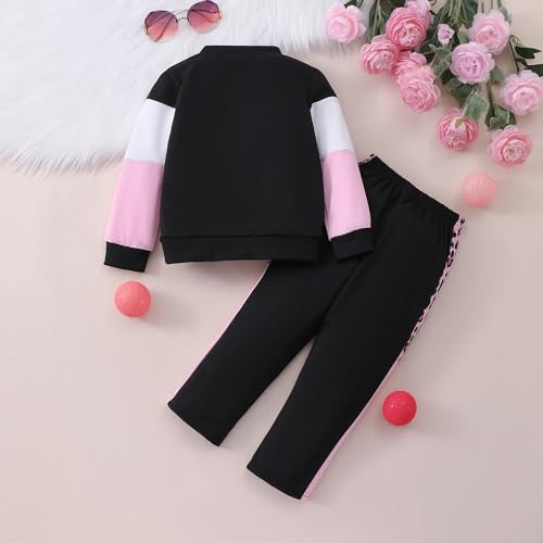 Image of Toddler Girls 2 Piece Cute Outfits, Crewneck Sweatshirt with Jogger Pants Kids Clothing Set for Fall Winter