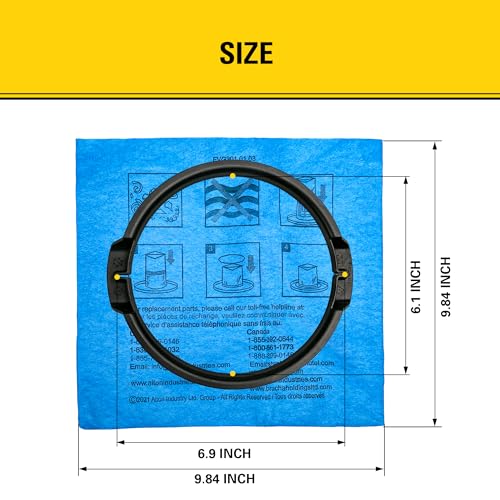 STANLEY Reusable Blue Cloth Filter with Clamp Ring 19-1500 for 5-6 Gallon Wet/Dry Vacuums, Filter Bag Compatible with STANLEY SL18143, SL18115, SL18115P, SL18116, SL18116P, SL18117