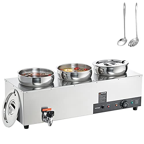 VEVOR 1200W Electric Soup Warmer 3 Pots