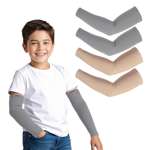 Image of Kids Arm Sleeves - Protective Arm Covers for Boys & Girls, Ages 5-13, UV Sun Protection, Perfect for Sports, Cycling, Running, and Outdoor Activities
