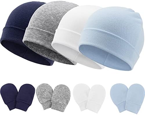 BQUBO Baby Hats and Mittens Infant Cotton Beanie Gloves No Scratc...