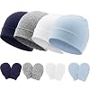 BQUBO Baby Hats and Mittens Infant Cotton Beanie Gloves No Scratch Set Newborn Hospital Hat for Boys Girls