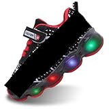 Szsppinnshp Kids LED Light Up Shoes Baby Boys Girls Breathable Fashion Flashing Sneaker Athletic Running Shoe Toddler First Walking Sneaker Black