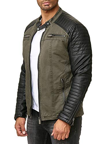 RED BRIDGE Men's Jacket Slim-Fit Casual Faux Leather Cotton Biker Modern Coats