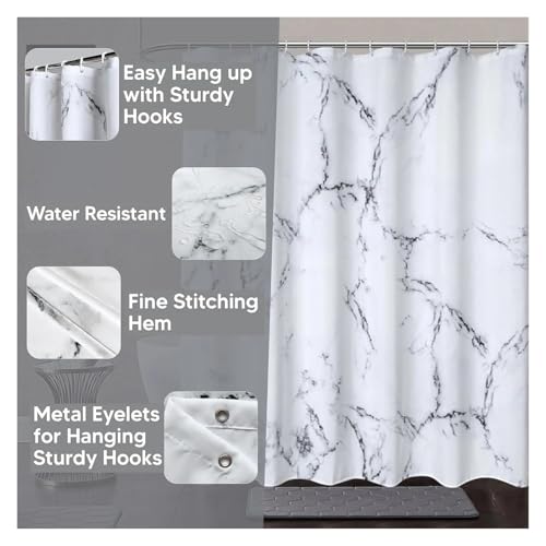 Rideau de douche imperméable marbre 180x180 avec œillets en métal - 3