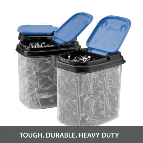 Image of Buddeez Multi-Purpose Hardware Storage Bins Bits and Bolts Small Storage Containers, Hardware Organizers, Clear Containers With Blue Stackable Lids, Bolt and Screw Organizer (1 Quart - 8 Pack)