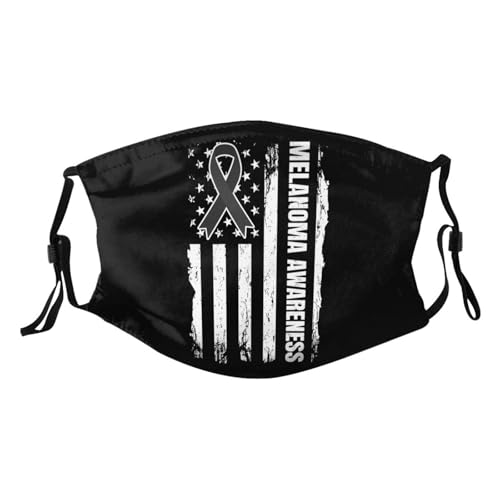 US Flag Black Ribbon Skin Cancer Melanoma Awareness Adult Dust Mask Adjustable Dust Face with 2 Filter31