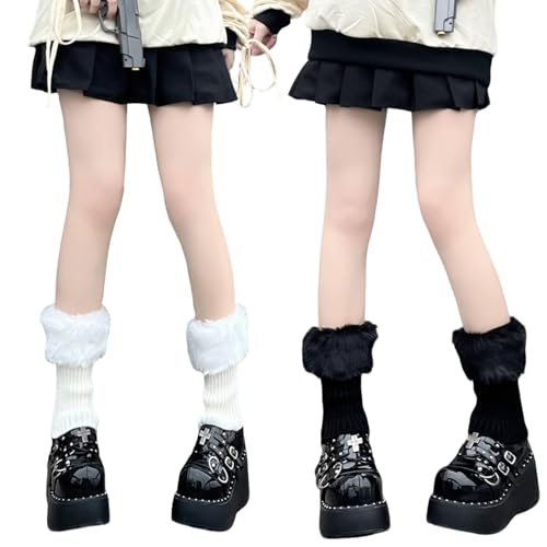 Image of 2 Pcs Leg Warmers Y2k, Leg Warmers, Y2k Accessories, Cute Kawaii Cream Legwarmers for Women Winter