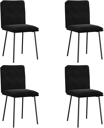 Miniatura 3 de Modern Velvet Dining Chairs Set of 4 Black Rectangular for Dining Room Kitchen Living Room Comfortable Sturdy Indoor Furniture