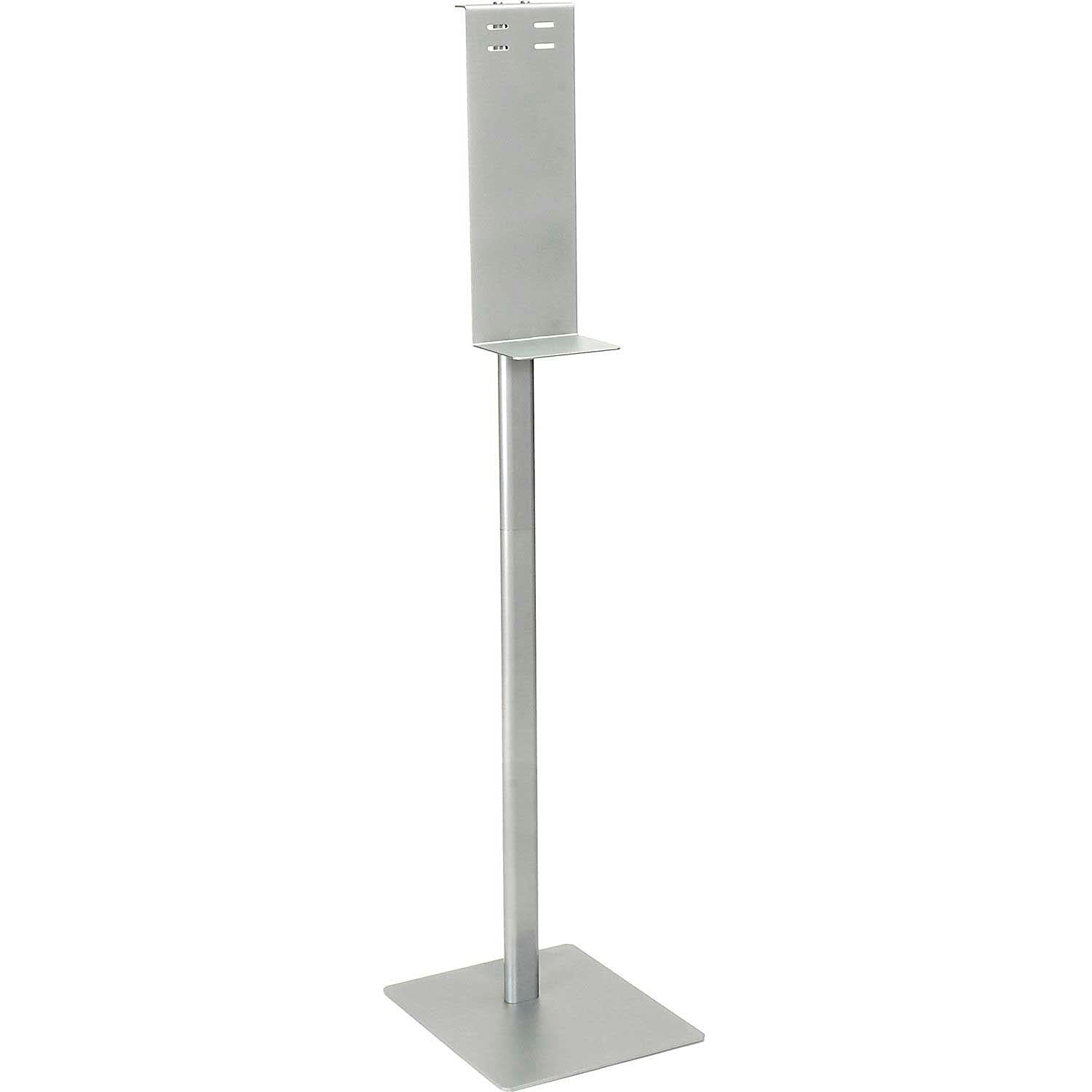 Universal Hand Sanitizer Dispenser Floor Stand by Global Industrial – 14"L x 12"W x 54"H, Aluminum/Steel, Silver, Model TT-1914-B