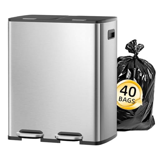 Caneca de basura doble KUK 60 Litros acero inoxidable