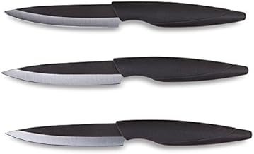 Le Couteau du Chef, Tarrerias Bonjean Le Couteau du Chef 1305151542 Set of 3 Steak Knives with Black Ceramic Blade 10 cm Ergonomic Soft Touch Handle