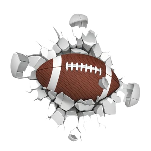 FOMIYES Sticker Mural Rugby en Pvc Imperméable, Autocollant Déco Sport pour Chambre D’garçon et Filles, Motif Ballon de Rugby Effet Mur Cassé, Facile à...