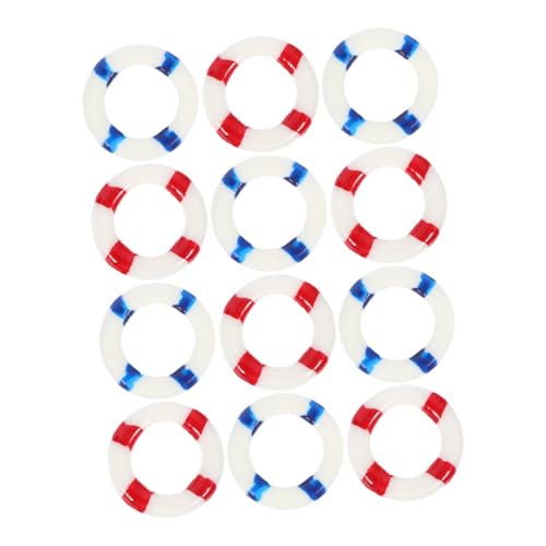 Gatuida 20 Piezas Salvavidas Miniatura Resina Decorativa Anillos de Natación para Bonsáis y Casas de Muñecas Ornamento Náutico Realista Rojo y Azul