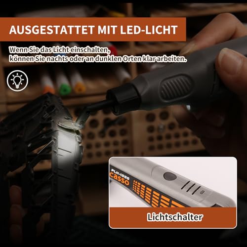 Bucasso Schnurloser Stiftschleifer, variable Geschwindigkeit, Mehrzweck-Elektrowerkzeug zum Schleifen, Polieren, Finishing, DIY-Handwerk (GRAU)