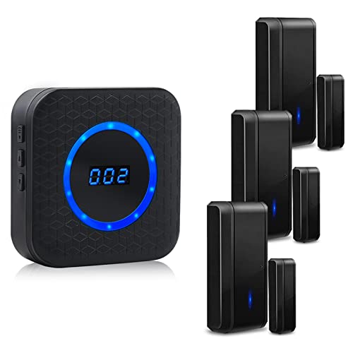 Door Chime Sanjie Wireless Door Sensor For Business Home Office When Entering Door Sensor Chime With 1000Ft Range 55 Chimes 5 Volume Levels Adjustable Number Display(1 Receiver & 3 Sensor) #TOP5