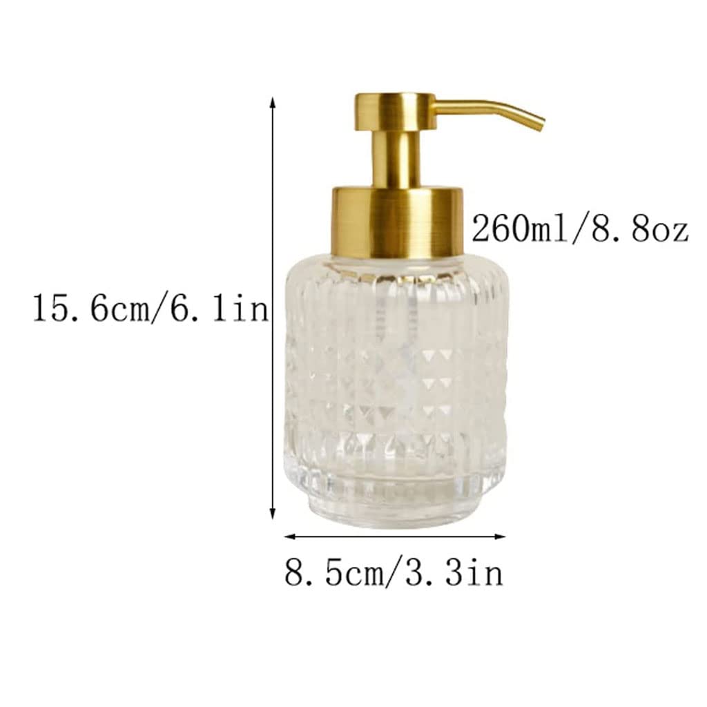OLOTU Dispensador de jabón de Vidrio Multiusos Dispensadores de líquidos Bomba de jabón de Vidrio fácil de Limpiar Botella de loción de 260 ml / 8.8 oz para Cocina Dispensador de champú
