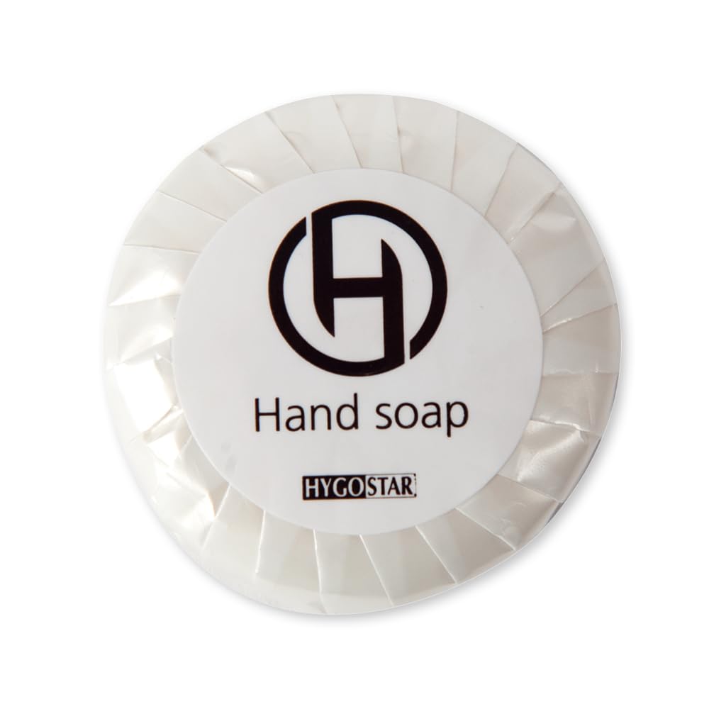 FRANZ MENSCH 500 Stück Hygostar Handseife, rund, weiß, Ø: 4,5cm, Standard, Plisseefalten