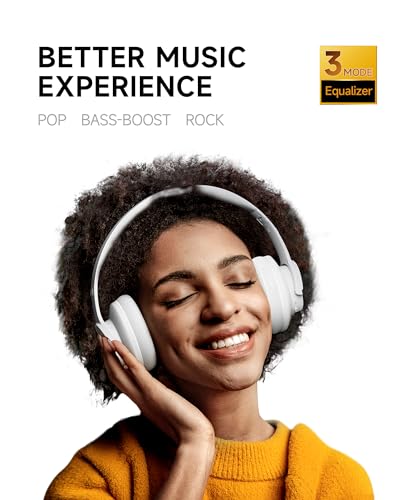 Image of Picun B8 Bluetooth Headphones, 120 Hours Headphone Wireless Bluetooth, Hands-Free Calls, 3EQ & Game Mode, Foldable Headphones Over Ear for Travel Home Office Cellphone PC White